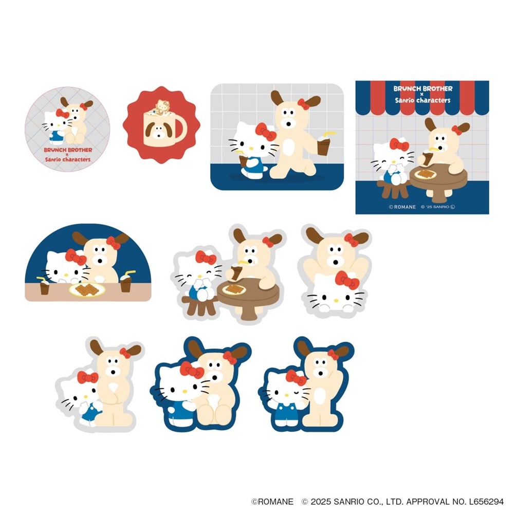 ブランチブラザー×サンリオキャラクターズ フレークステッカー パピー×ハローキティ 20枚 コラボ かわいい グッズ マークス 限定 プレゼント デコレーション