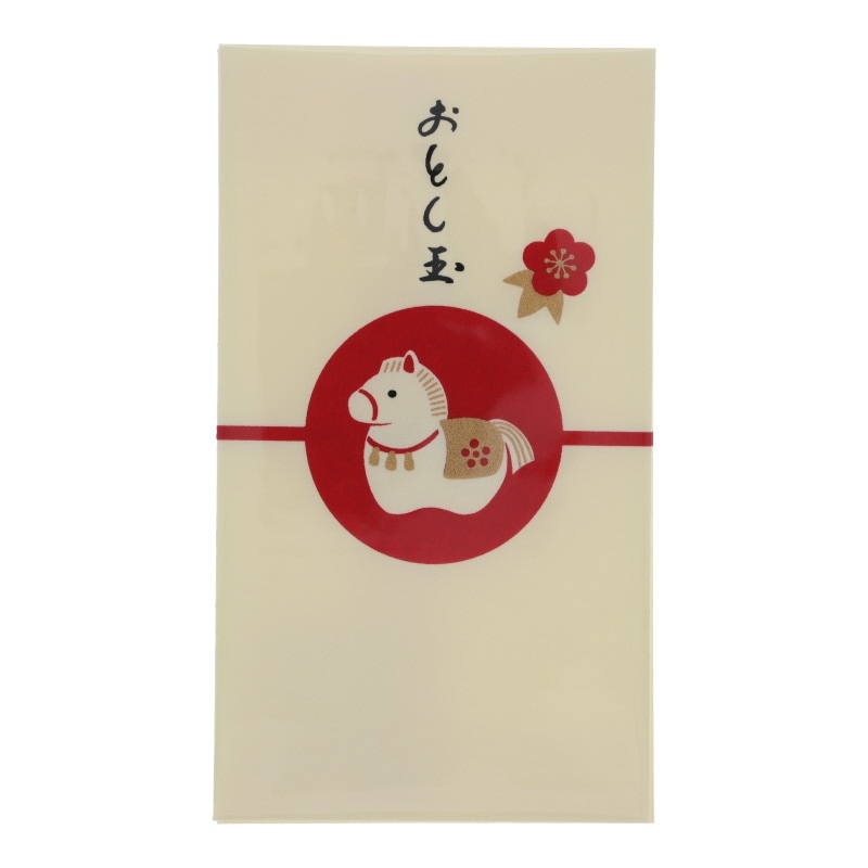 シルクスクリーン印刷 干支ぽち袋 三つ折り用 午年 赤 2026年 2枚入り 日本製 お祝い お年玉袋 限定 和柄 年賀