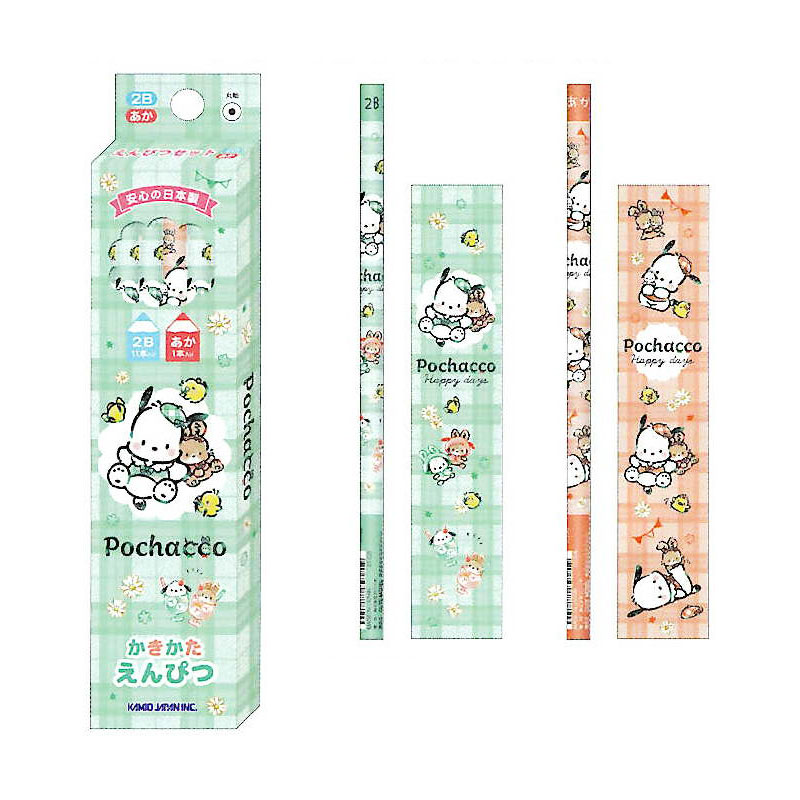 カミオジャパン ポチャッコ 鉛筆 チェックルック ダース 2B 赤鉛筆 2026年 新入学 祝い 記念品 プレゼント 名入れ不可