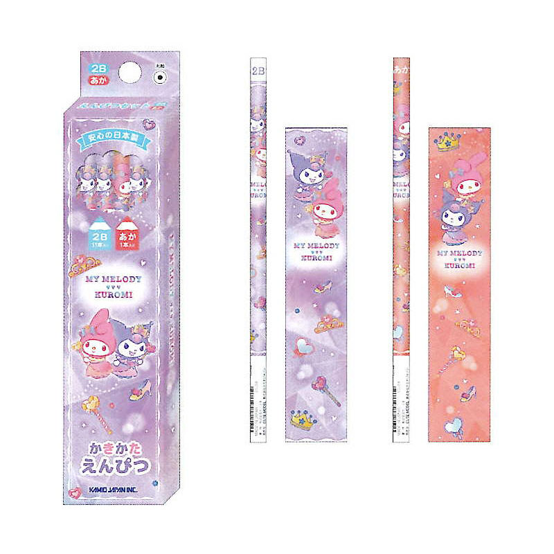 カミオジャパン マイメロディ・クロミ 鉛筆 キラキラドレス ダース 2B 赤鉛筆 2026年 新入学 祝い 記念品 プレゼント 名入れ不可