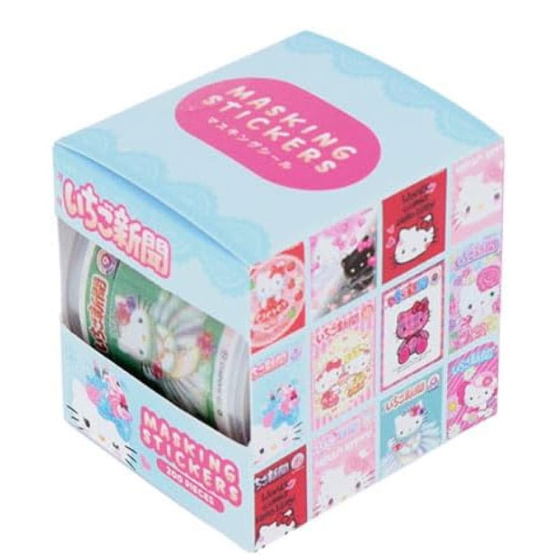 ボックス入マスキングシール サンリオ いちご新聞 ブルー 50周年 アニバーサリー 200枚 かわいい 女子文具 限定 サンスター文具