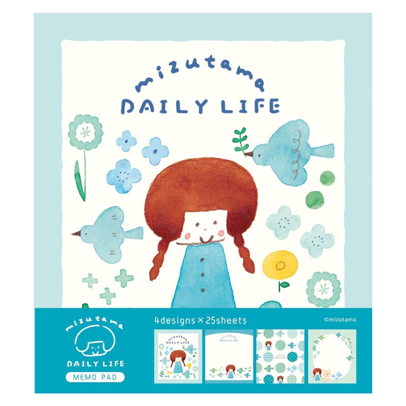 mizutama メモパッド DAILY LIFE きれいな小鳥 100枚 プレゼント かわいい 限定 オシャレ 日本製