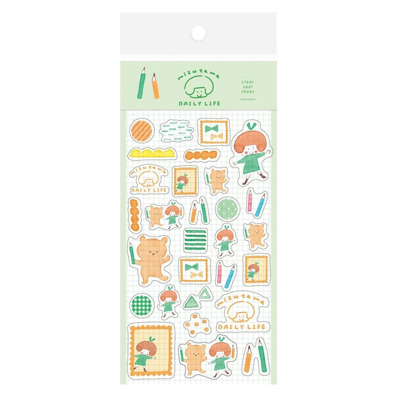 mizutama 透明シールシート DAILY LIFE たのしいお絵描き デコレーション プレゼント かわいい 限定 オシャレ 日本製