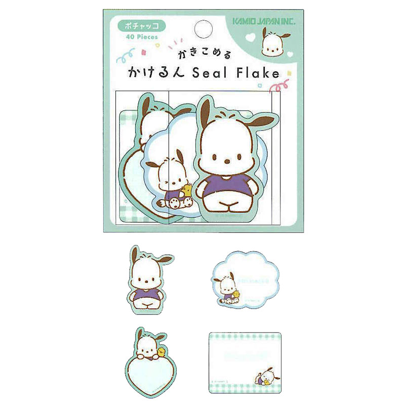 カミオジャパン かきこめる かけるんシールフレーク ポチャッコ ステッカー デコレーション 40枚入り 書き込める かわいい