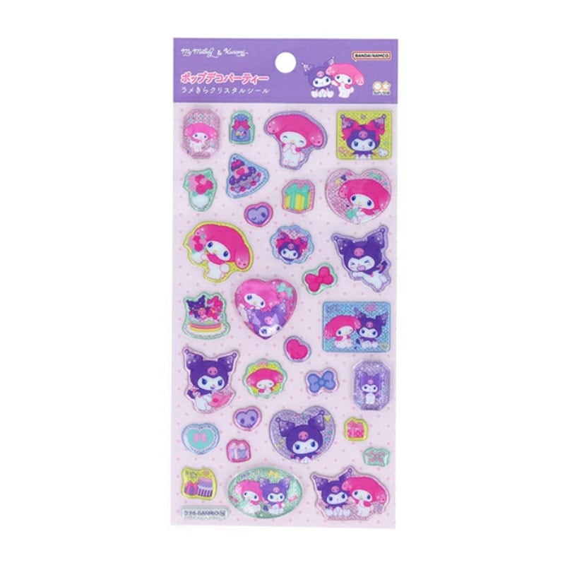 ラメきらクリスタルシール マイメロディ・クロミ グリッターシール ぷっくりシール かわいい コレクション デコレーション オシャレ サンスター文具