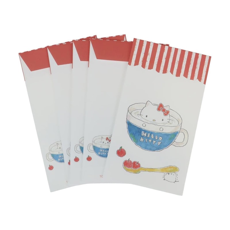 トコロコムギxサンリオキャラクターズ ポチ袋 キティちゃんとほっとミルクにゃんこ コラボ 5枚入り 三つ折り用 祝儀袋 お年玉袋 キッズ グッズ プレゼント