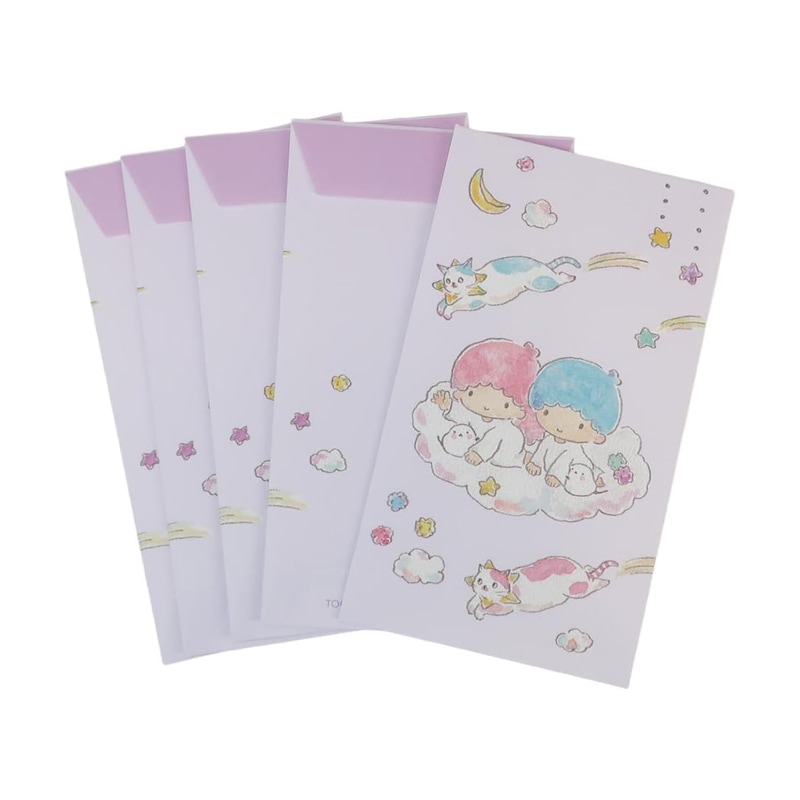 トコロコムギxサンリオキャラクターズ ポチ袋 キキララと夜空の流れ星にゃんこ コラボ 5枚入り 三つ折り用 祝儀袋 お年玉袋 キッズ グッズ プレゼント