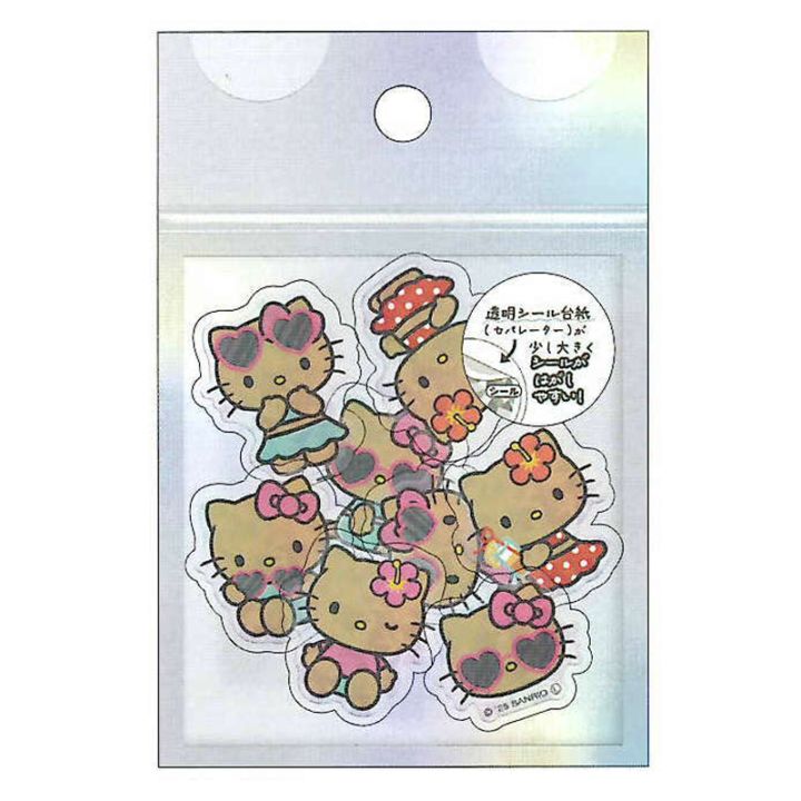 カミオジャパン オーロラホログラムクリアフレークシール ハローキティ 日焼け ステッカー デコレーション 40枚入り はがしやすい かわいい
