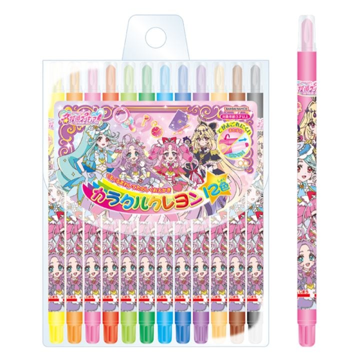 名探偵プリキュア！ カラフルクレヨン 12色 女の子 キッズ プレゼント お絵かき 手が汚れにくい