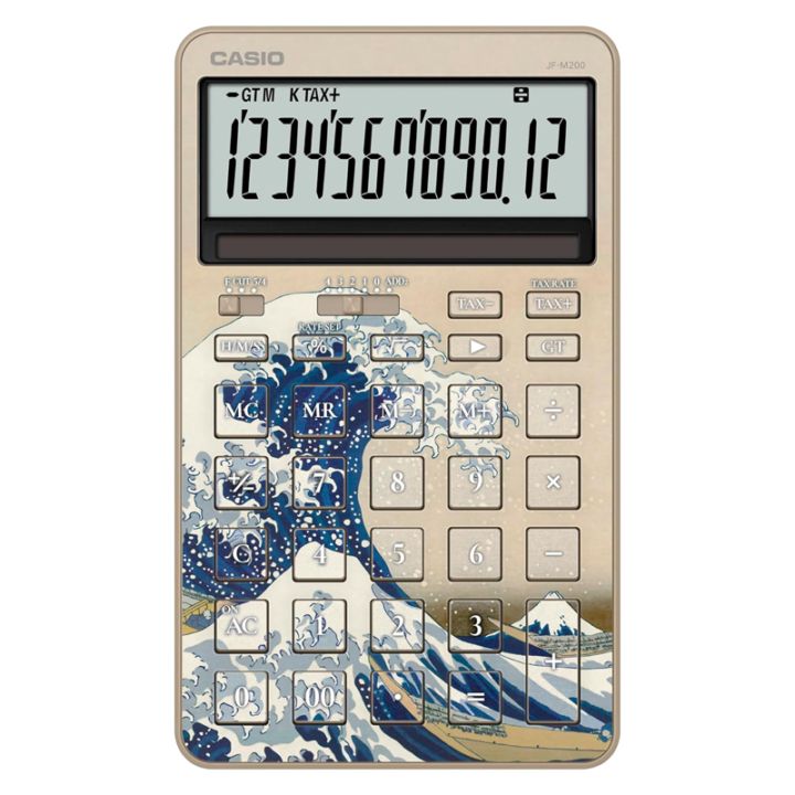 カシオ CASIO 電卓 スタイリッシュ 12桁表示 葛飾北斎デザイン 神奈川沖浪裏（かながわおきなみうら） JF-M200-TJ-KHK-N 数量限定 プレゼント オシャレ