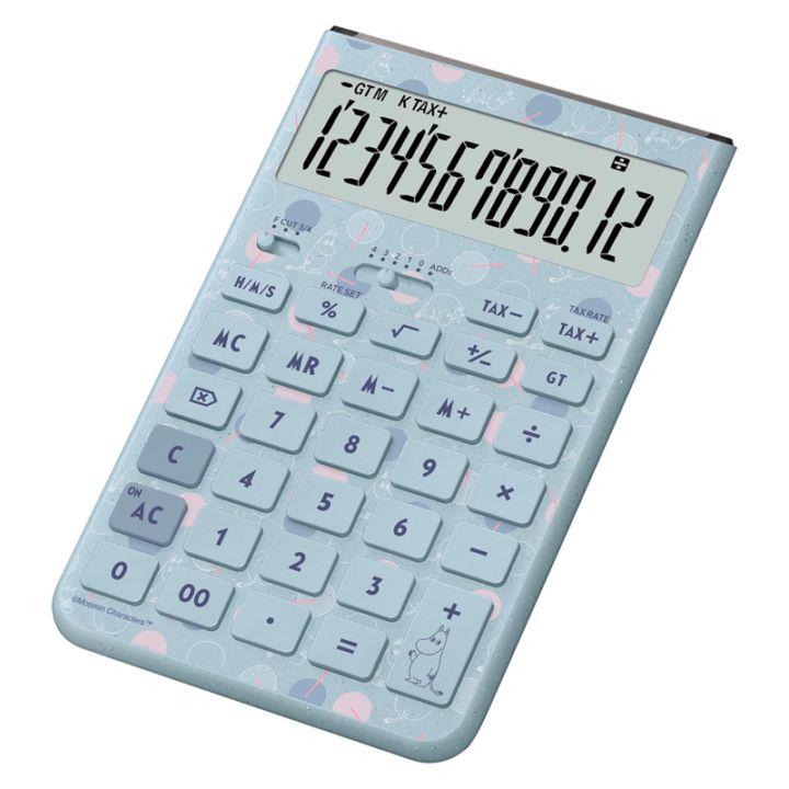 カシオ CASIO 電卓 ジャストサイズ 12桁表示 ムーミンコラボ限定モデル ムーミントロールデザイン JT-200T-MM-BU-N 数量限定 プレゼント オシャレ