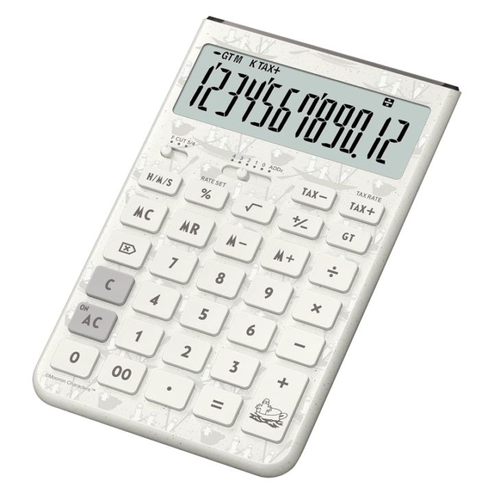 カシオ CASIO 電卓 ジャストサイズ 12桁表示 ムーミンコラボ限定モデル ニョロニョロデザイン JT-200T-MM-WE-N 数量限定 プレゼント オシャレ