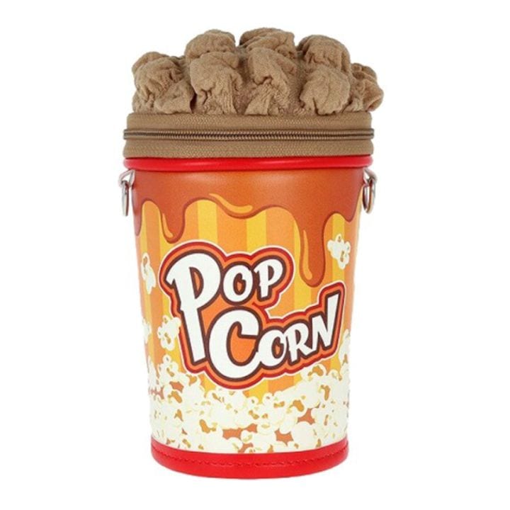 サンスター文具 ポップコーンペンポーチ キャラメル BR パロディペンポーチ スタンド型 小物入れ オシャレ プレゼント