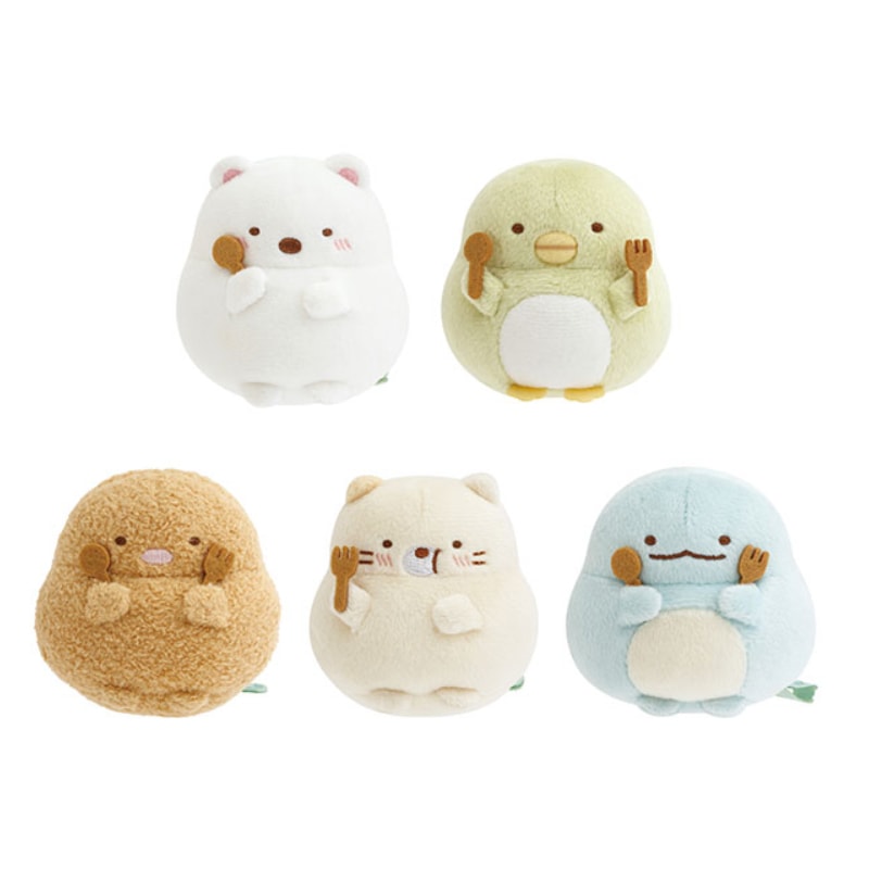サンエックス すみっコぐらし たぬきのまんまるレストラン てのりぬいぐるみ 5個セット 限定 かわいい プレゼント コレクション