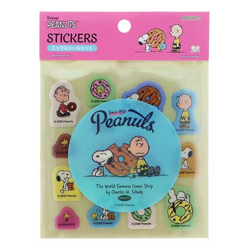 ミックスシールセット PEANUTS AMERICAN TASTE12 ドーナツ スヌーピー ぷっくりシール デコレーション かわいい 限定 プレゼント サンスター文具