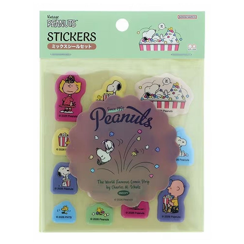 ミックスシールセット PEANUTS AMERICAN TASTE12 ポップコーン スヌーピー ぷっくりシール デコレーション かわいい 限定 プレゼント サンスター文具