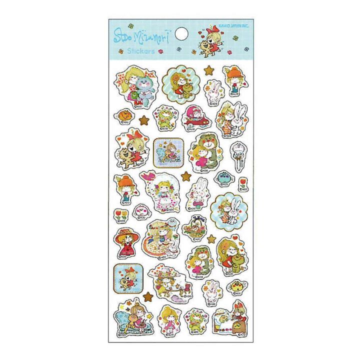 水森亜土 ステッカー フレンズ シール 金箔押し かわいい デコレーション カミオジャパン