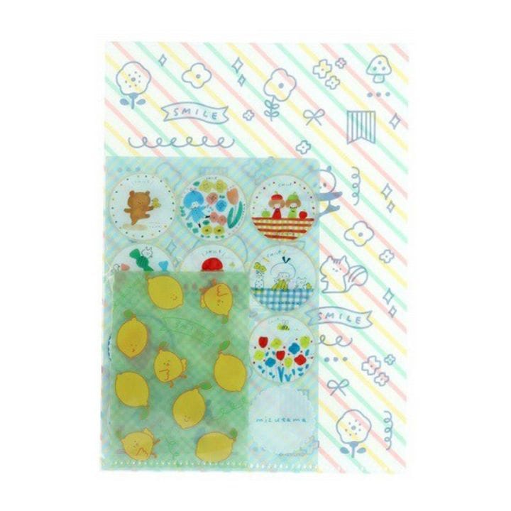 サンスター文具 mizutama クリアファイル3枚セット ライトブルー＋ミントグリーン 雑貨 グッズ 描き下ろし かわいい 限定