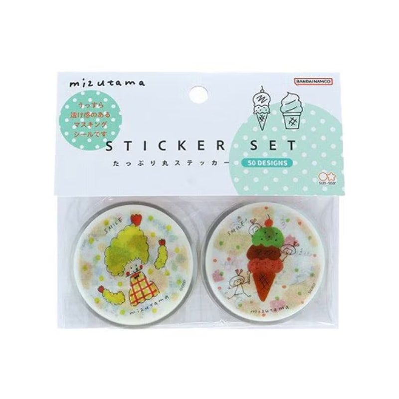 サンスター文具 mizutama たっぷり丸ステッカー ミントグリーン 雑貨 グッズ 描き下ろし デコレーション かわいい 限定