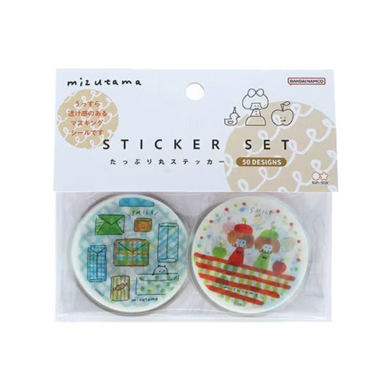 サンスター文具 mizutama たっぷり丸ステッカー ベージュ 雑貨 グッズ 描き下ろし デコレーション かわいい 限定