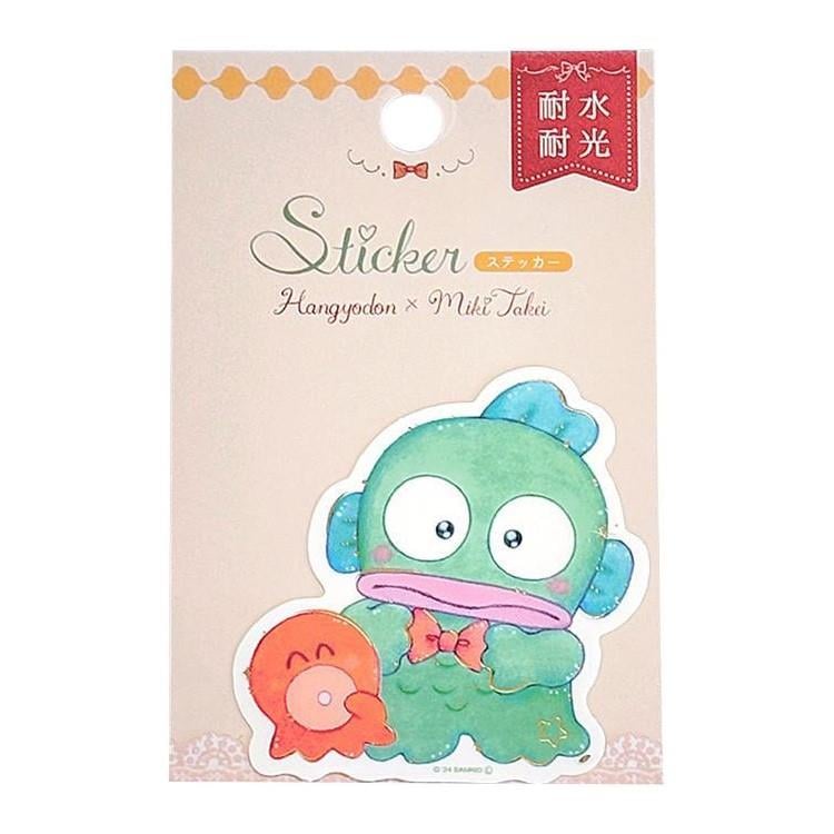 サンリオキャラクターズ×たけいみき ステッカー ハンギョドン レトロ喫茶 金箔加工 耐水耐光 オシャレ かわいい 雑貨 グッズ 描き下ろし 限定 クローズ・ピン