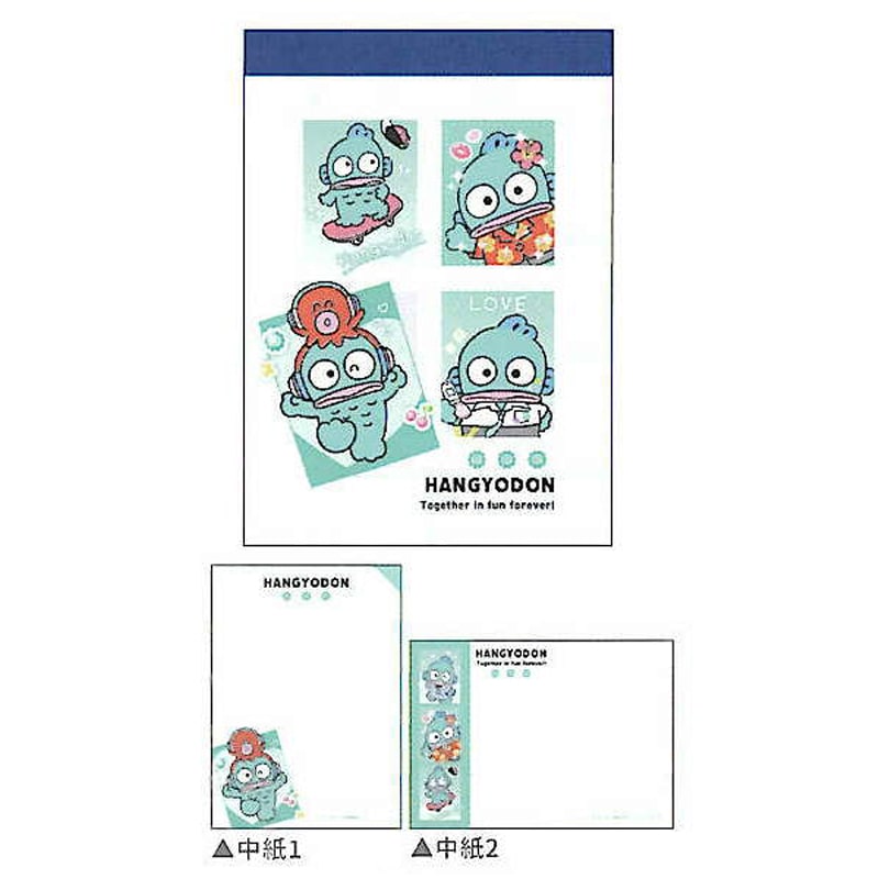ハンギョドン ハイ！ポーズ！ ミニメモ 2柄 70枚 かわいい プレゼント ギフト カミオジャパン メモ帳 プチギフト お礼 20冊までメール便対応 文具 大人かわいい