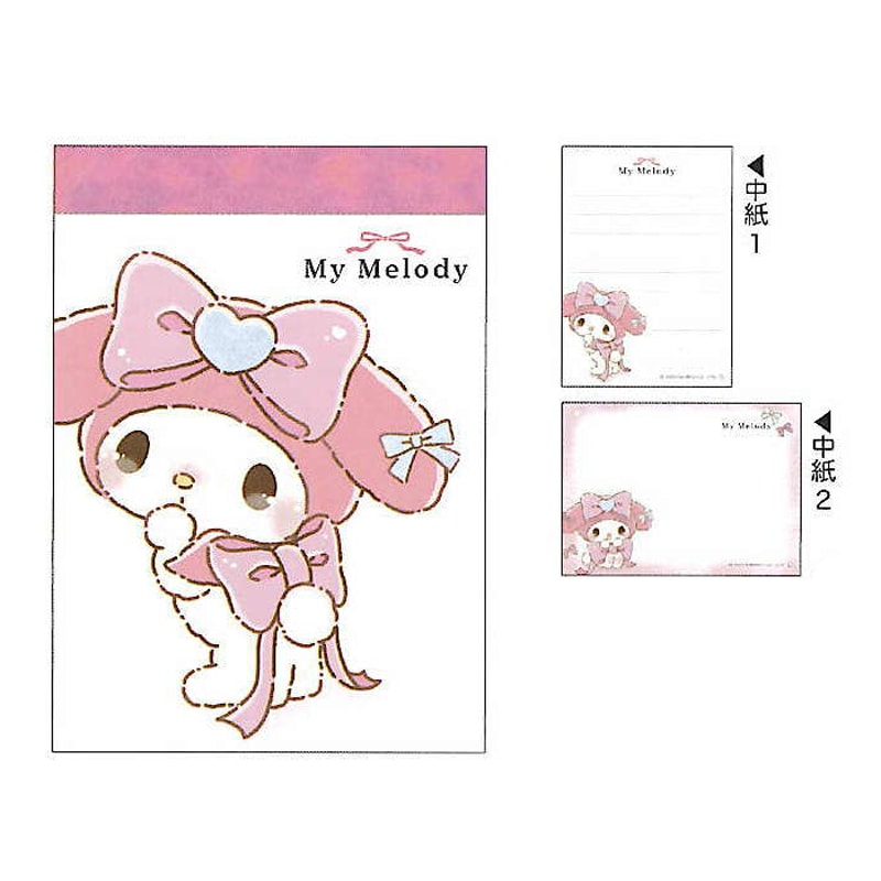 マイメロディ るんるんリボン ミニメモ 2柄 70枚 かわいい プレゼント ギフト クラックス メモ帳 プチギフト お礼 20冊までメール便対応 文具 大人かわいい