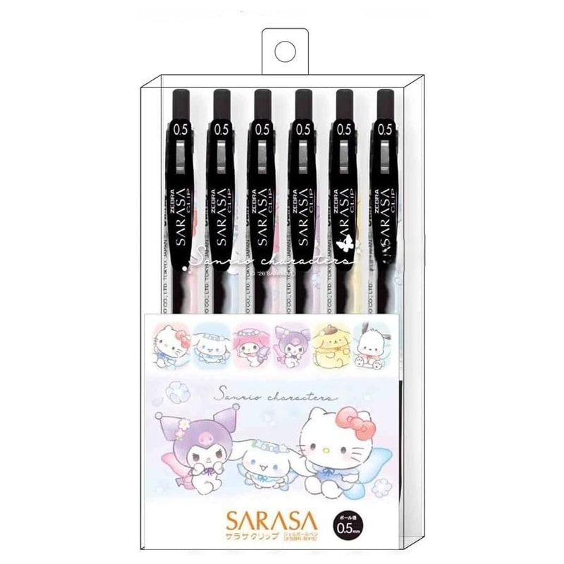クラックス サラサクリップ 0.5 サンリオキャラクターズ ゼブラ 6本組 ノック式 黒インク 限定 ボールペン ジェルインク グッズ プレゼント 日本製