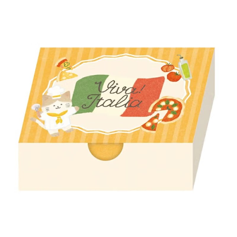 古川紙工 Viva！ Italia 箱入りメモ ピザにゃんこ 2柄 80枚 かわいい プレゼント かわいい