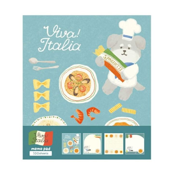 古川紙工 Viva！ Italia メモパッド パスタわんこ 4柄 100枚 かわいい プレゼント かわいい