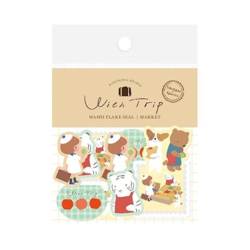 古川紙工 With Triｐ 和紙フレークシール ヨモギ田リョオコ MARKET プレゼント かわいい デコレーション