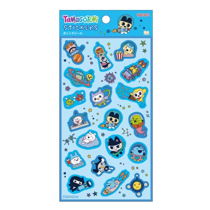 ぷっくりシール たまごっち ブルー レトロ 立体シール 3Dシール