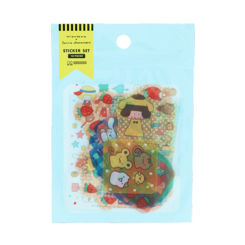 ケース入りステッカーセット mizutama×サンリオキャラクターズ ブルー デコレーション コラボ 雑貨 グッズ 描き下ろし 限定 サンスター文具