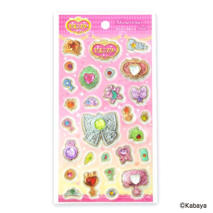 セボンスター ラインストーン付きシール ピンク かわいい ぷっくりシール 3Dシール 立体シール オシャレ プレゼント 限定 デコレーション funbox