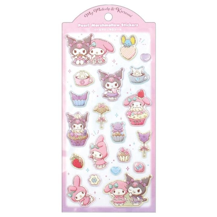 ティーズファクトリー サンリオキャラクターズ パールマシュマロシール チョコ マイメロディ＆クロミ ぷっくりシール デコシール 立体シール 3Dシール コレクション デコレーション オシャレ 限定