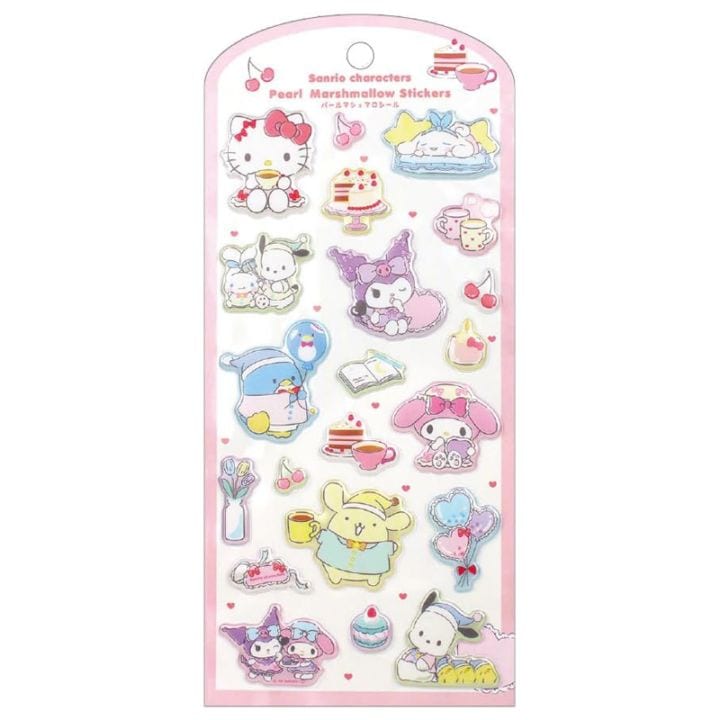 ティーズファクトリー サンリオキャラクターズ パールマシュマロシール ふんわりパジャマパーティー ぷっくりシール デコシール 立体シール 3Dシール コレクション デコレーション オシャレ 限定