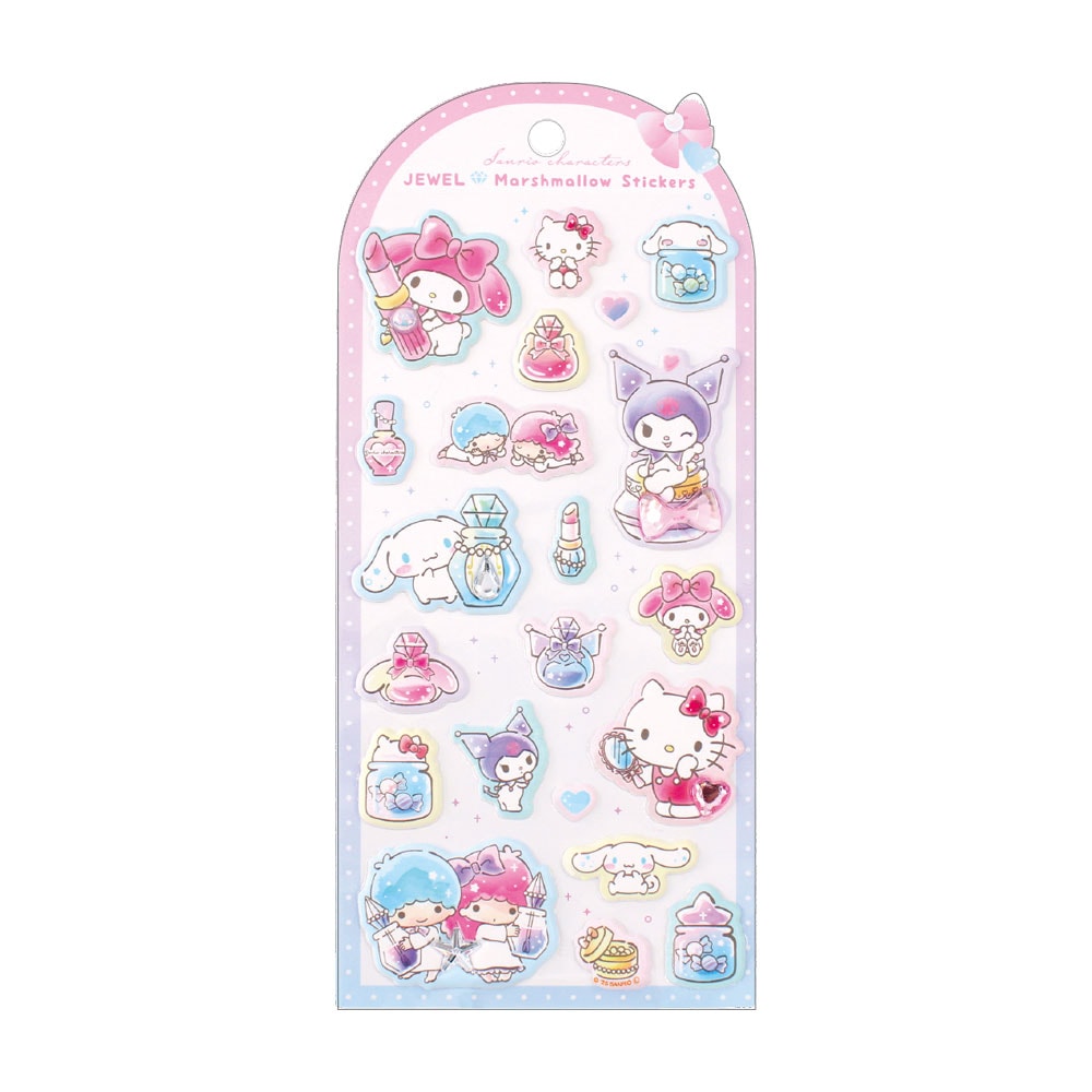 ティーズファクトリー サンリオキャラクターズ ジュエルマシュマロステッカーズ コスメ ぷっくりシール デコシール 立体シール 3Dシール コレクション デコレーション オシャレ 限定