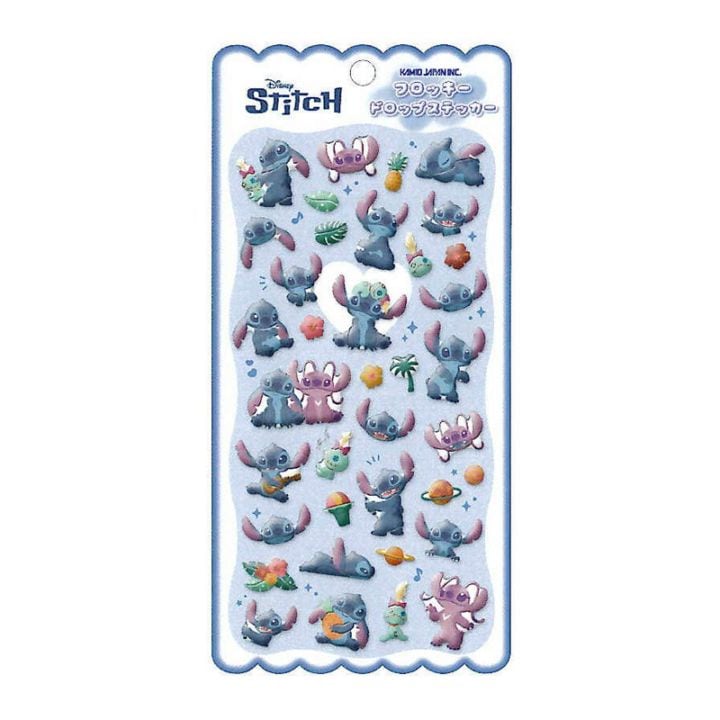 CM フロッキードロップステッカー ディズニー スティッチ ぷっくりシール 立体シール 3Dシール 限定 かわいい プレゼント デコレーション カミオジャパン