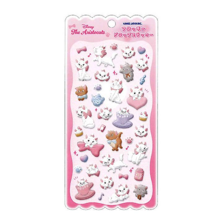 CM フロッキードロップステッカー ディズニー おしゃれキャット ぷっくりシール 立体シール 3Dシール 限定 かわいい プレゼント デコレーション カミオジャパン