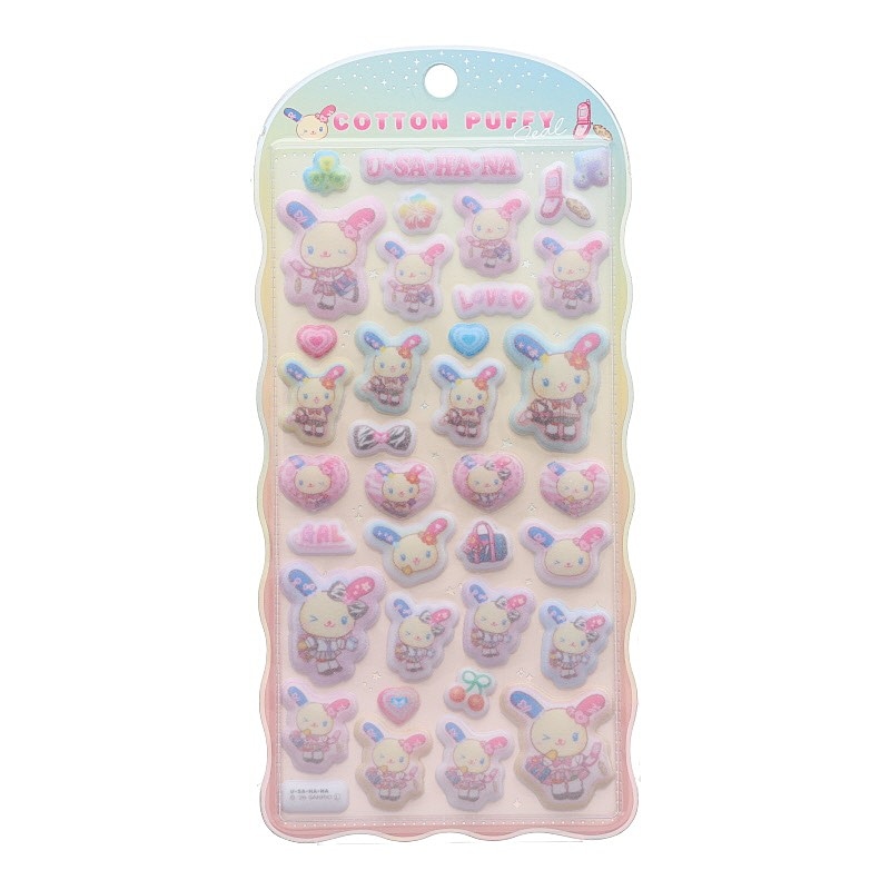 ウサハナ コットンパフィーシール コギャルデザイン ぷっくりシール 立体シール 3Dシール 限定 かわいい プレゼント デコレーション クラックス