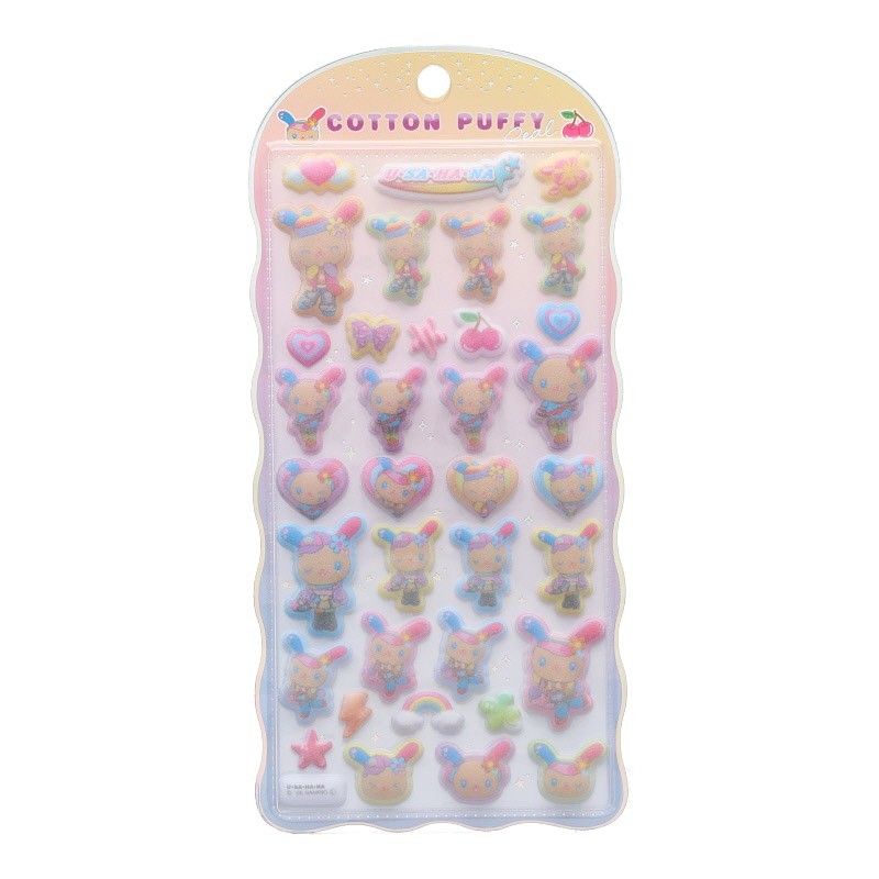 ウサハナ コットンパフィーシール コギャルデザイン ぷっくりシール 立体シール 3Dシール 限定 かわいい プレゼント デコレーション クラックス