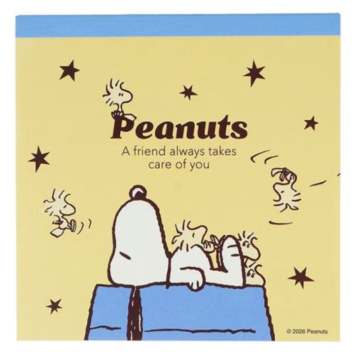 PEANUTS WOODSTOCK＆SNOOPY スクエアメモ イエロー 80枚 プレゼント 限定 サンスター文具