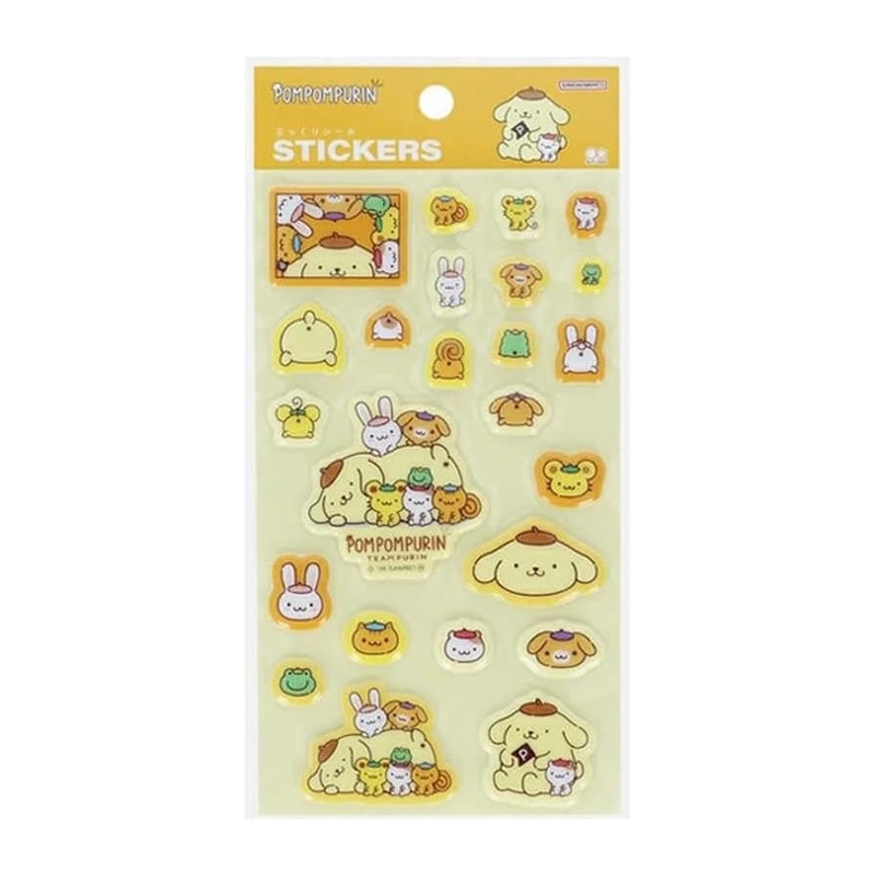 サンスター文具 サンリオキャラクターズ ポムポムプリン ぷっくりシール チーム デコレーション 立体シール かわいい 女子文具 限定 グッズ