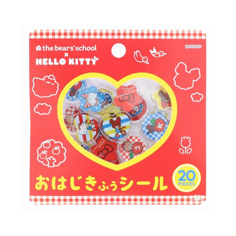 サンスター文具 くまのがっこう×ハローキティ おはじき風シール レッド デコレーション ぷっくりシール 立体シール かわいい 女子文具 限定 グッズ