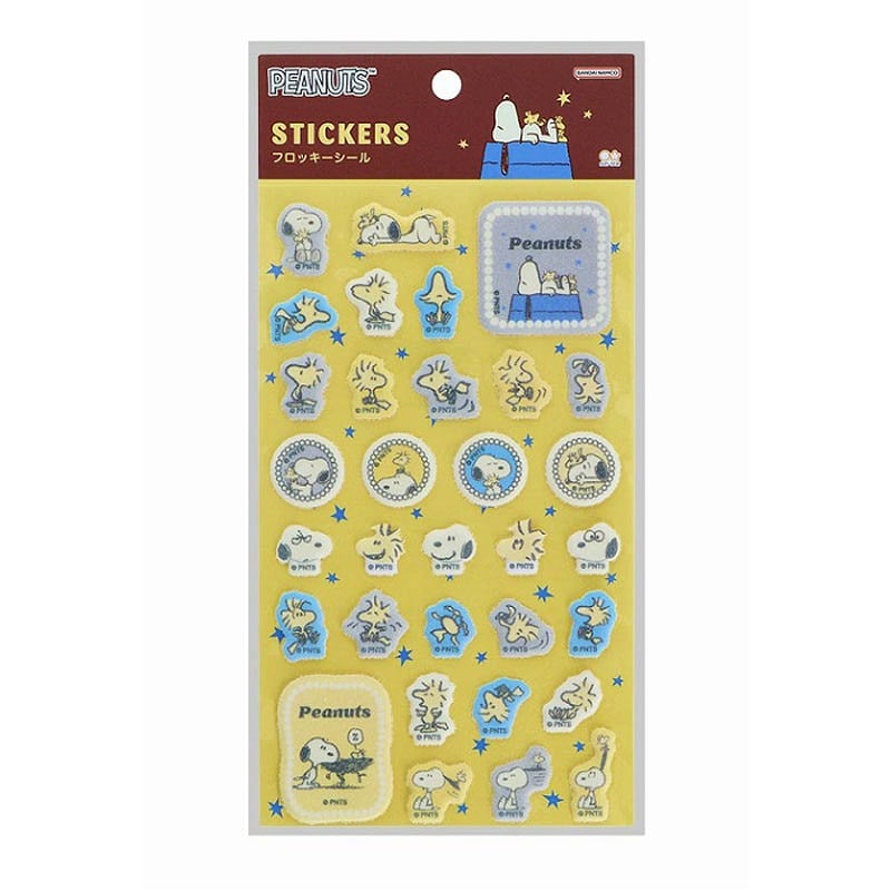 PEANUTS WOODSTOCK＆SNOOPY フロッキーシール スヌーピー＆ウッドストック ぷっくりシール 立体シール 3Dシール デコレーション サンスター文具 コレクション グッズ かわいい 女子文具