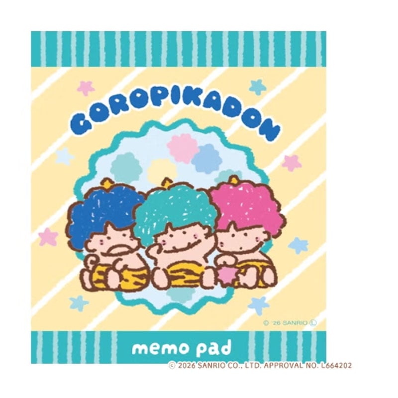 メモパッド サンリオキャラクターズ おやつパーティー ゴロピカドン 4柄 100枚 コラボ 雑貨 グッズ 描き下ろし 限定 古川紙工