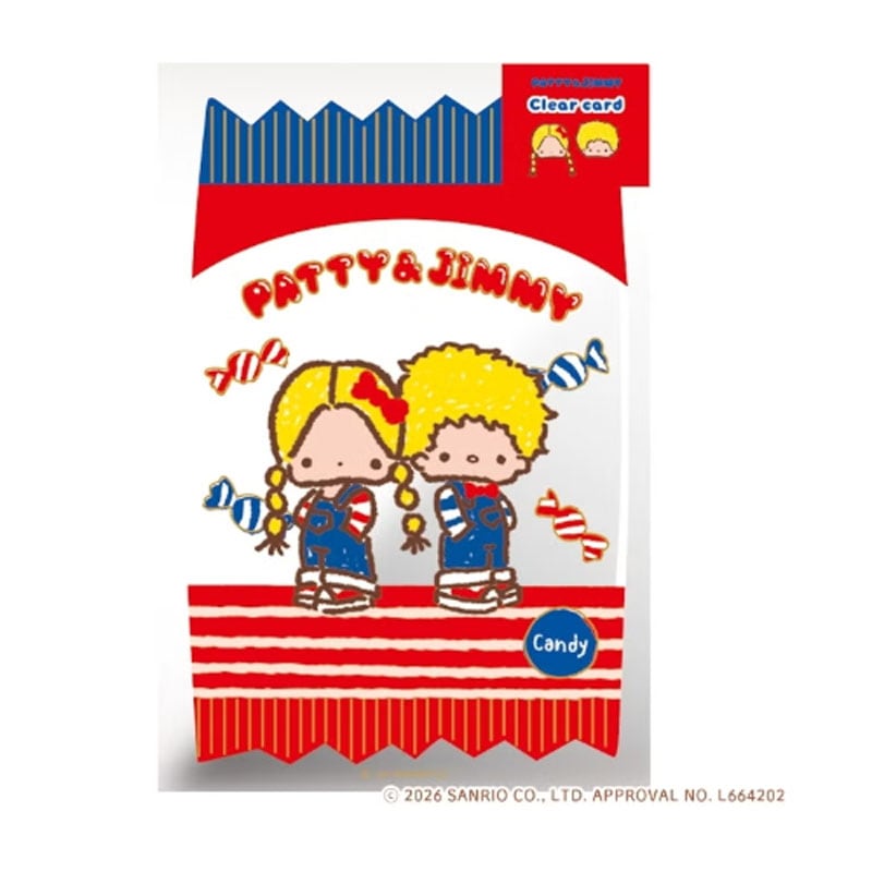 箔押しクリアカード サンリオキャラクターズ おやつパーティー パティ＆ジミー コラボ 雑貨 グッズ 描き下ろし 限定 古川紙工