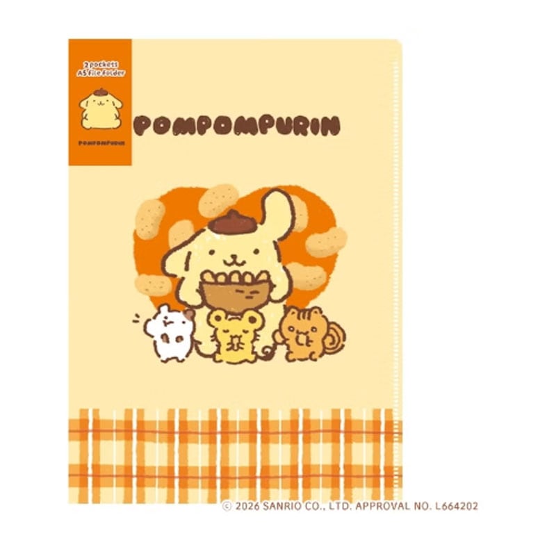 A5クリアファイル サンリオキャラクターズ おやつパーティー ポムポムプリン 2ポケット コラボ 雑貨 グッズ 描き下ろし 限定 古川紙工