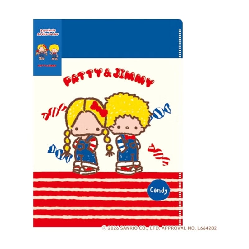 A5クリアファイル サンリオキャラクターズ おやつパーティー パティ＆ジミー 2ポケット コラボ 雑貨 グッズ 描き下ろし 限定 古川紙工
