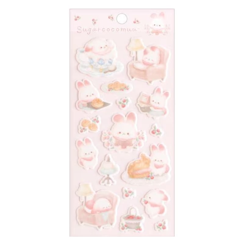 サンエックス シュガーココムー Sugarcocomuu's Holiday もこもこシール デコレーション ぷっくりシール 限定 かわいい プレゼント